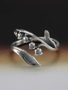 Vintage Bellflower Pattern Open Ring, Adjustable Rings Design and Fit, Zinc Alloy Material, Women's Fashion Jewelry, Perfect for Daily Wear and Parties, Unique Personality Ring