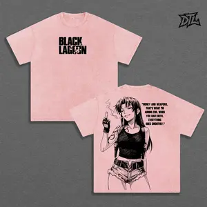 Revy Black Lagoon T-Shirt | Premium Heavyweight Cotton Oversized Apricot Cream Tee TwoHand Graphic Print Smoking Famous Quote Seinen Manga Merch Dark Aesthetic Grunge Streetwear Top Unisex