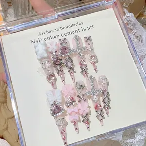 Wearable Nail Set 10pcs Light Bow + Lace + Shibuya Beauty + Spice Babe + Sweet Cool Jelly Glue Nail Glue Included