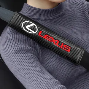 Leather Car Seat Belt Cover Car Interior Accessory Soft Safety Strap Pads Embroidered Shoulder Pads for Lexus F Sport ES300 RX300 RX330 RX350 IS200 IS250 IS300 GS300 NX300 Ct200h ES300h IS300h NX300h GX470 LX570 LS430 LS460 LS GS NX UX RX LX GX
