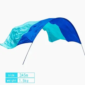 150 Sq. Ft. Wind-Powered Beach Shade Canopy - High Quality, Lightweight (4 lbs), Easy Setup in 3 Minutes, Blue Perfect for Family Outings and Relaxation bed tent 3-4 person sun shelter