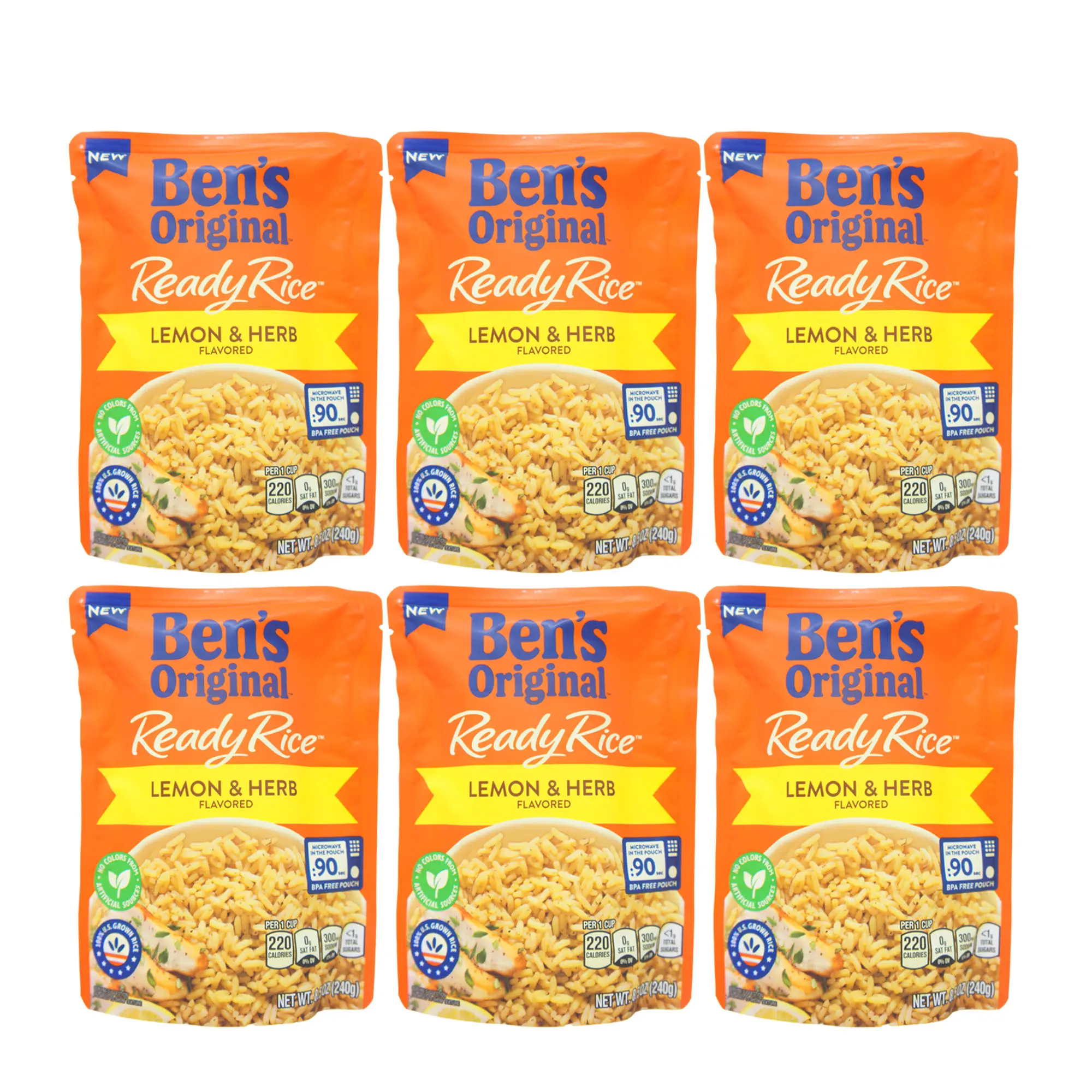 Ben’s Original Ready Rice – Lemon & Herb Flavored Microwavable Pouches, 8.5 oz (6 Pack)
