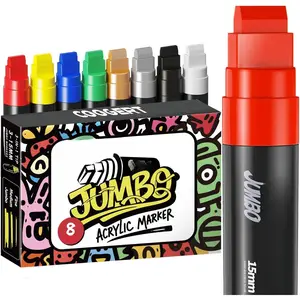 8  Colors  Poster Markers, 15MM Thick Permanent  Graffiti Markers, Wide Tip  Marker for Canvas, Posters Board, Fabric, Window, , Teachers,Banner painting supplies