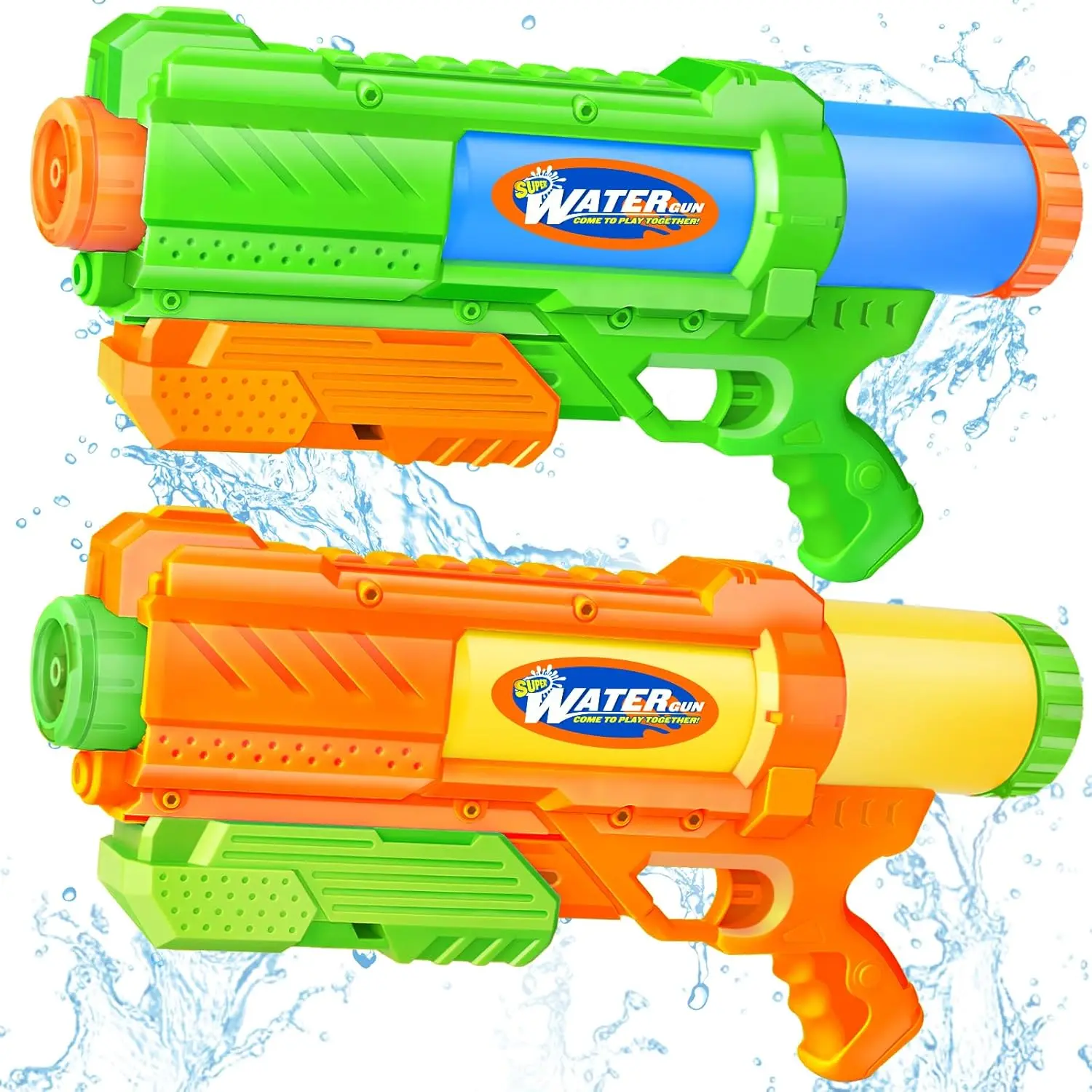 Super Water Gun for Kids Adults: 2 Pack Super Water Gun Soaker 1200cc Squirt Blasters with Impressive Range - Ideal Toys for Boys Girls Summer Outdoor Swimming Pool Water Toys FunGift.