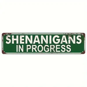 1pc INEED Shenanigans in Progress Metal Tin Sign, 16x4 Inch, Wall Mounted Outdoor Decor, Nautical Theme, Home Office Bedroom Cafe Pub Wall Art, Rustic Indoor/Outdoor Plaque