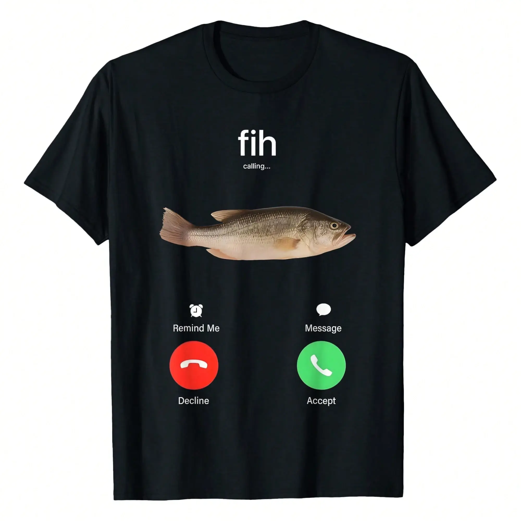 Fih Calling Remind Me Message Decline Accept Phone Call Fish T-Shirt, Women's Relaxed-Fit T-Shirt | Soft, Breathable Short Sleeve Top For Everyday & Travel