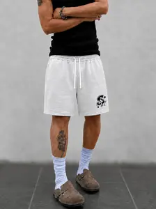 Mens Sweat Shorts Short Length Athletic Lounge Shorts with Elastic Waist Drawstring Deep Pockets Straight Leg Fit Knee Above Hem Retro Sport Casual Shorts for Gym Travel Campus Weekend Summer Daily Wear Outfit