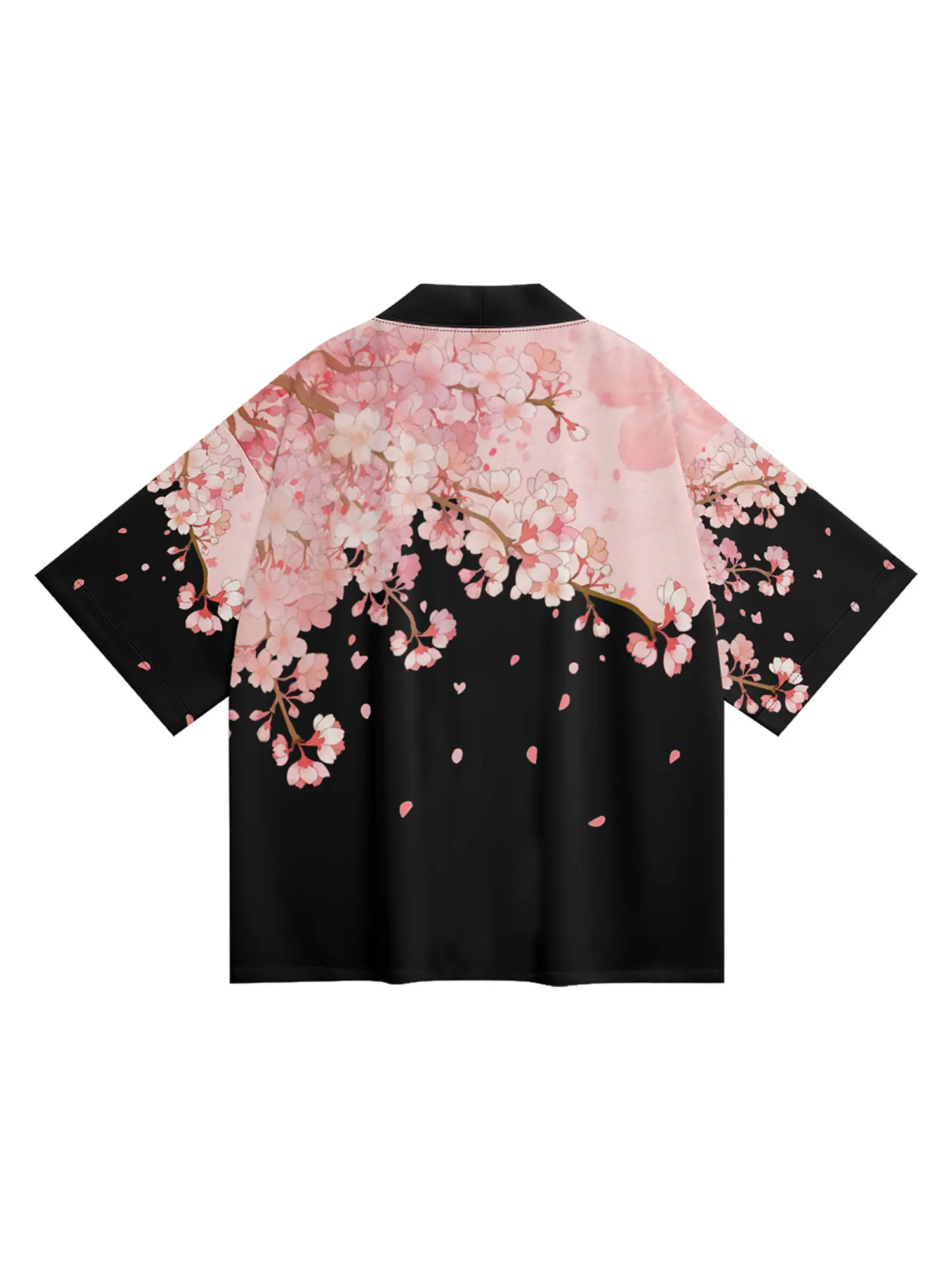 K17 Niepce Black Japanese Streetwear Lightweight Blooming Sakura Kimono for Men Casual Outfit Cherry