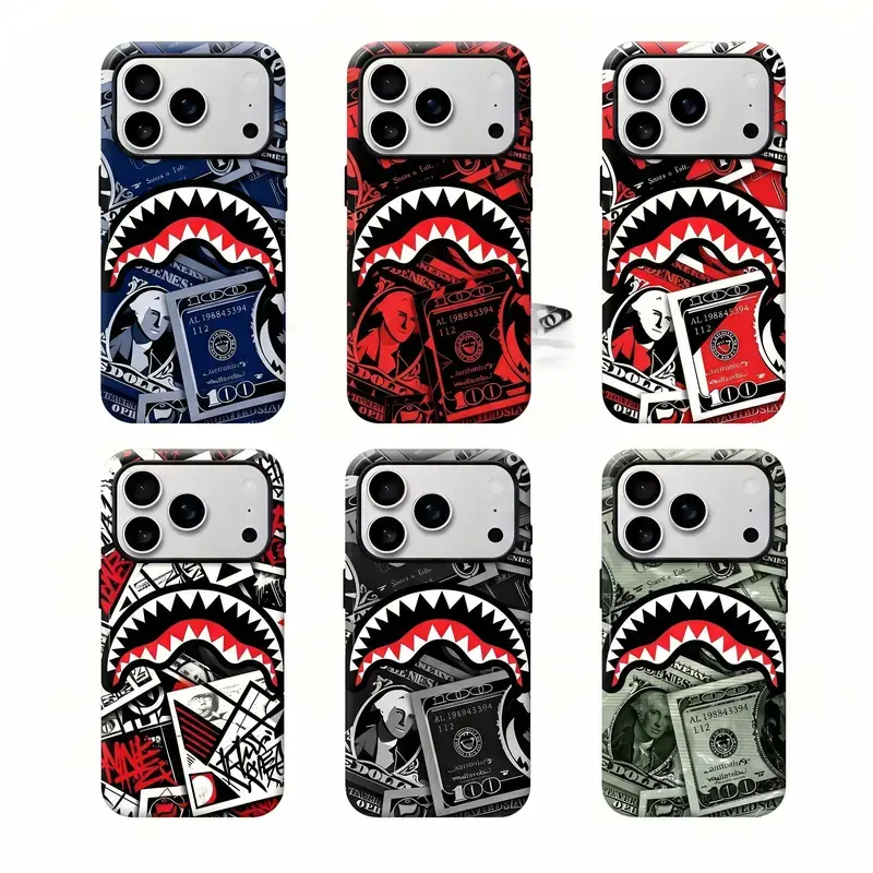 Flex Harder with This Shark Bite Just LeveledUp with This Shark & Money Phone Case for iPhone 17/16/15/14/13/12/11 Pro Max/Pro Samsung S22-26 Ultra