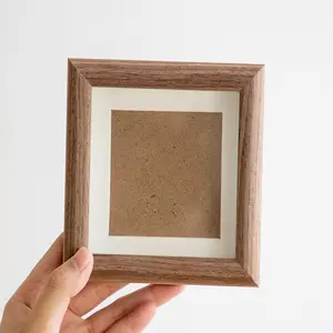 4x4 Shadow Box Picture Frame, Picture Frames Made of Solid  to Hang Memory Box  Memorabilia, Pins, Awards, Medals, Wedding, Tickets and Photos(Walnut)