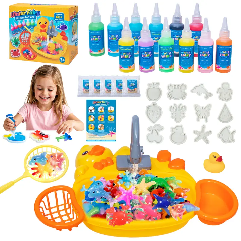 CRAFTSPOT! Magic Water Elf Toy Set – Duck Pool DIY Gel Animals, 12 Paints, 12 Molds, Non-Toxic STEM Sensory Toy for Kids, Halloween Gifts, Christmas Gifts, Toy Gifts