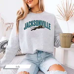 Vintage Jacksonville Sweatshirt Retro Football Crewneck Classic Big Jaguars Graphic Teal Gold Game Day Top