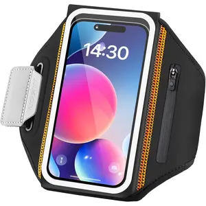 Running Armband with Earphone Bag Cell Phone Armband for  16 15 Pro 14 Plus 13 11 XR XS, Galaxy S24/S10 Water Resistant  Phone Holder Case & Zipper Slot  Key Holder for 6.9 inch Phone