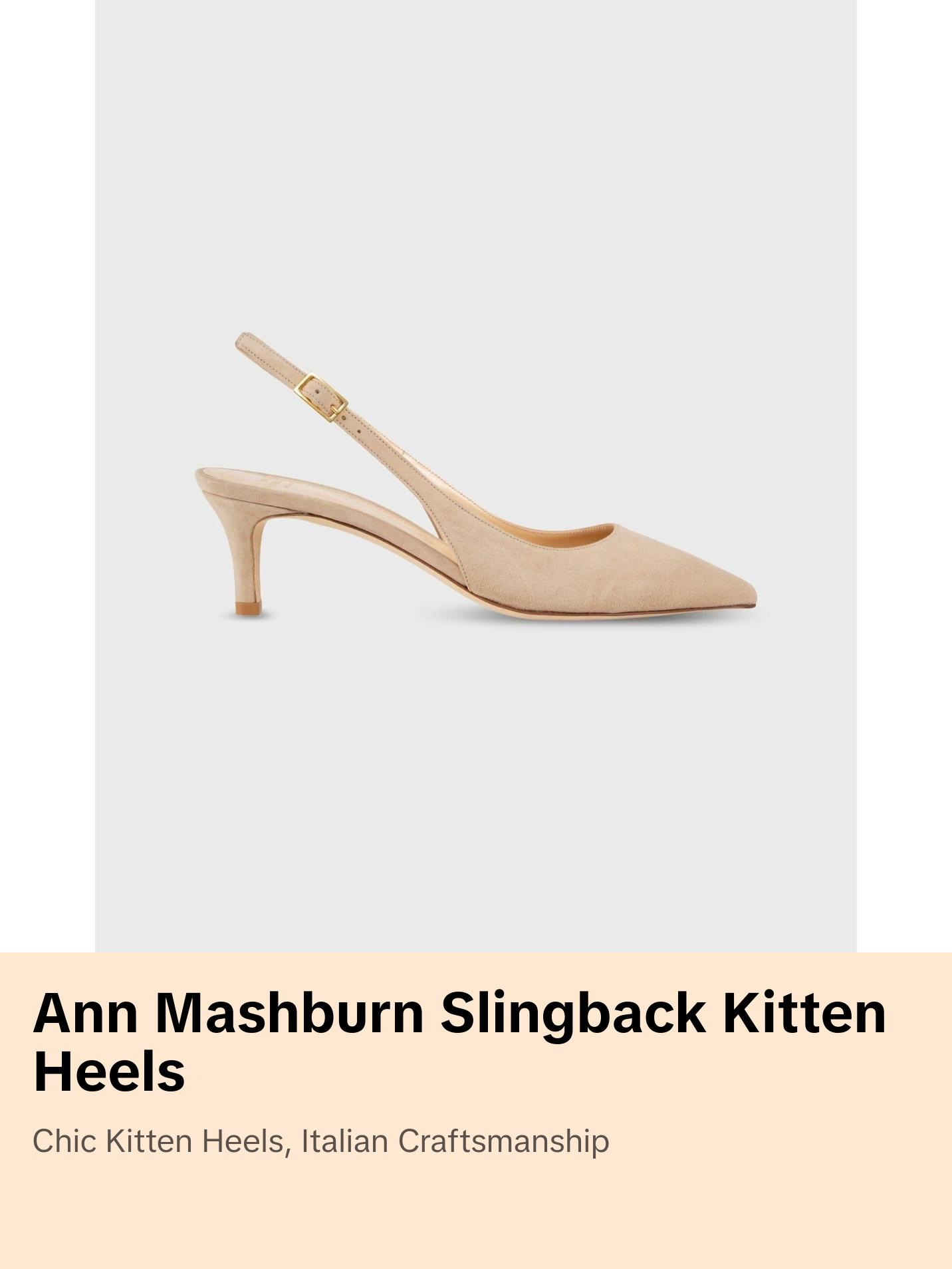 Ann Mashburn Kitten Heel Slingback Pebble Suede