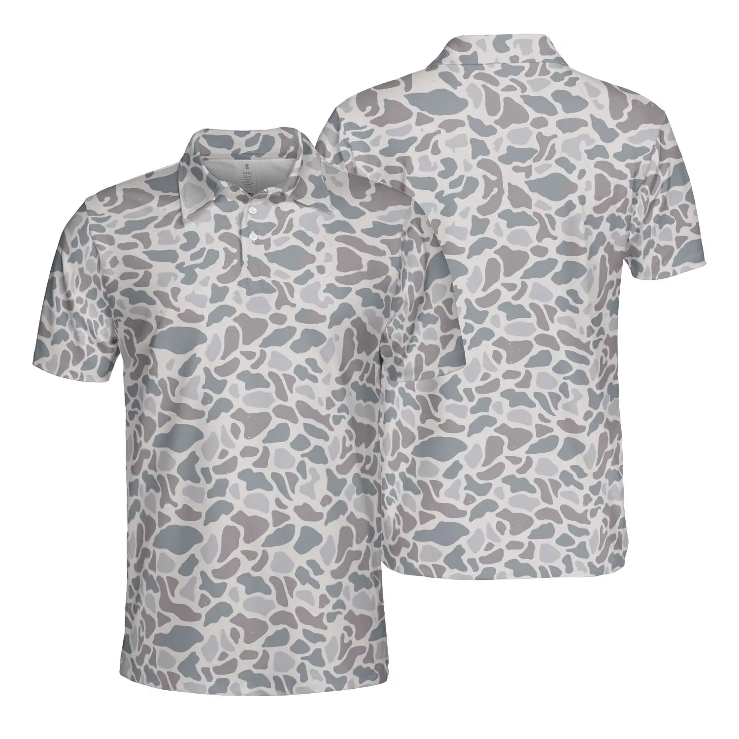Retro Performance Deer Camo Golf Polo Shirt Short Sleeve Outdoors Performance Print Menswear Top