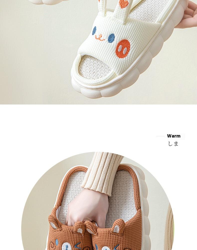 Open Toe Couple Hemp Slippers