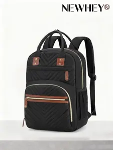 DIAPER BAG BACKPACK WATERPROOF POLYESTER MOMMY BAG WITH INSULATED POCKETS FOR BABY CARE, BLACK, Multifunctional Diaper Bag, Mummy Bag
