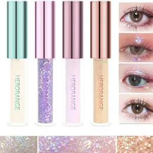 Beauty Glazed 4PCS Liquid Glitter Eyeshadow Set Sparkling Metallic Diamond Shimmer Quick Drying Long Lasting Eye Makeup Gift For Girls And Women - Chunky, Daily