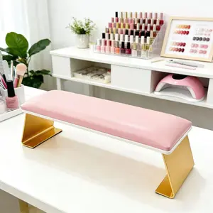 Luxury Nail Art Hand Pillow, Non-Slip Aluminum Alloy Stand, Easy Clean PU Leather, Salon Nail Room Storage, Nail Enthusiasts' Choice