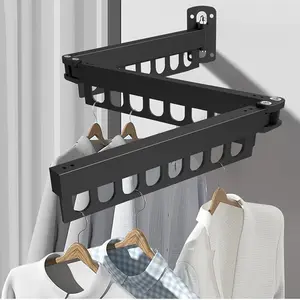 Hidden Folding Clothesline, Stainless Steel Wall-Mounted Indoor Outdoor Laundry Rod, No Drilling, Perfect for Balcony and Home Use