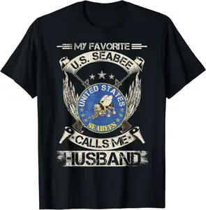 Vintage My Favorite US Seabee Veteran Calls Me Husband T-Shirt - Yoandymira Shop 95B0BF63K44F