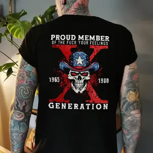 PROUD MEMBER GENERATION Skull Print Men's T-shirt, Top Menswear, Cotton Tee Shirt Casual Streetwear, Sweatshirt, Underwear Tshirt, Streetwear Human,Men's Casual Crew Neck T-Shirt, Menswear, Tops,Gift for Husband,  Unisex