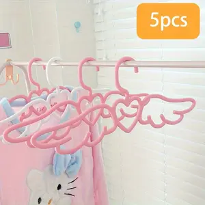 5 Angel Wing Designed Plastic Hangers, Standard Wardrobe Organizer, Drying and Storage Hangers, Suitable for Clothing Stores and Home Use