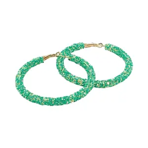 Green Glitter Hoop Earrings