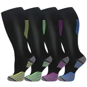 STANDWAY Plus Compression Socks 4 Pairs - Women & Men - Prevents varicose veins, relieves calf fatigue, breathable and non-sticky, specially designed for nurses, flying, and various sports.