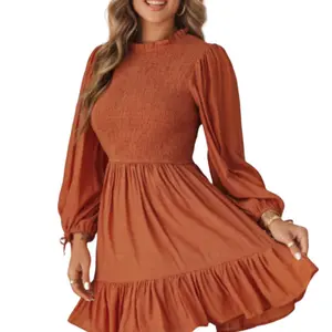Light Burnt Orange Ruffle Dress