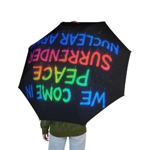 Glow-in-the-Dark "We Come in Peace" Anti-Nuclear Umbrella Neon Street Art Statement Unique Design for Visual Impact
