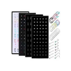 Nose Ring Studs Set, Stainless Steel Nose Rings Hoops, Bone Screw L Shaped Nose Rings, Nose Piercing Jewelry, Body Jewelry for Women & Men