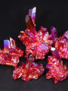 1pc of  Natural Red Crystal Cluster - A Shimmering Electroplated Crystal Specimen Showcasing Rainbow Hues, Ideal for Bohemian for home Decor, a Distinctive Holiday Present for Christmas, Valentine'S Day, Easter, Gemstones and Crystals