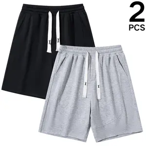 Men's solid color shorts sports pants with slant pockets and elastic drawstring, buttocks pocket, suitable for summer wear