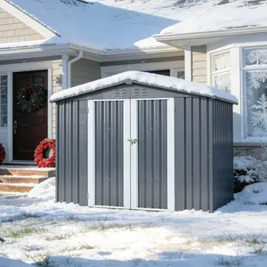 6x8ft Metal Storage Shed with Double Doors Heavy-Duty Galvanized Steel Outdoor Garden Shed for Tools Lawn Equipment and Yard Storage 71.6"x63"x88.5"