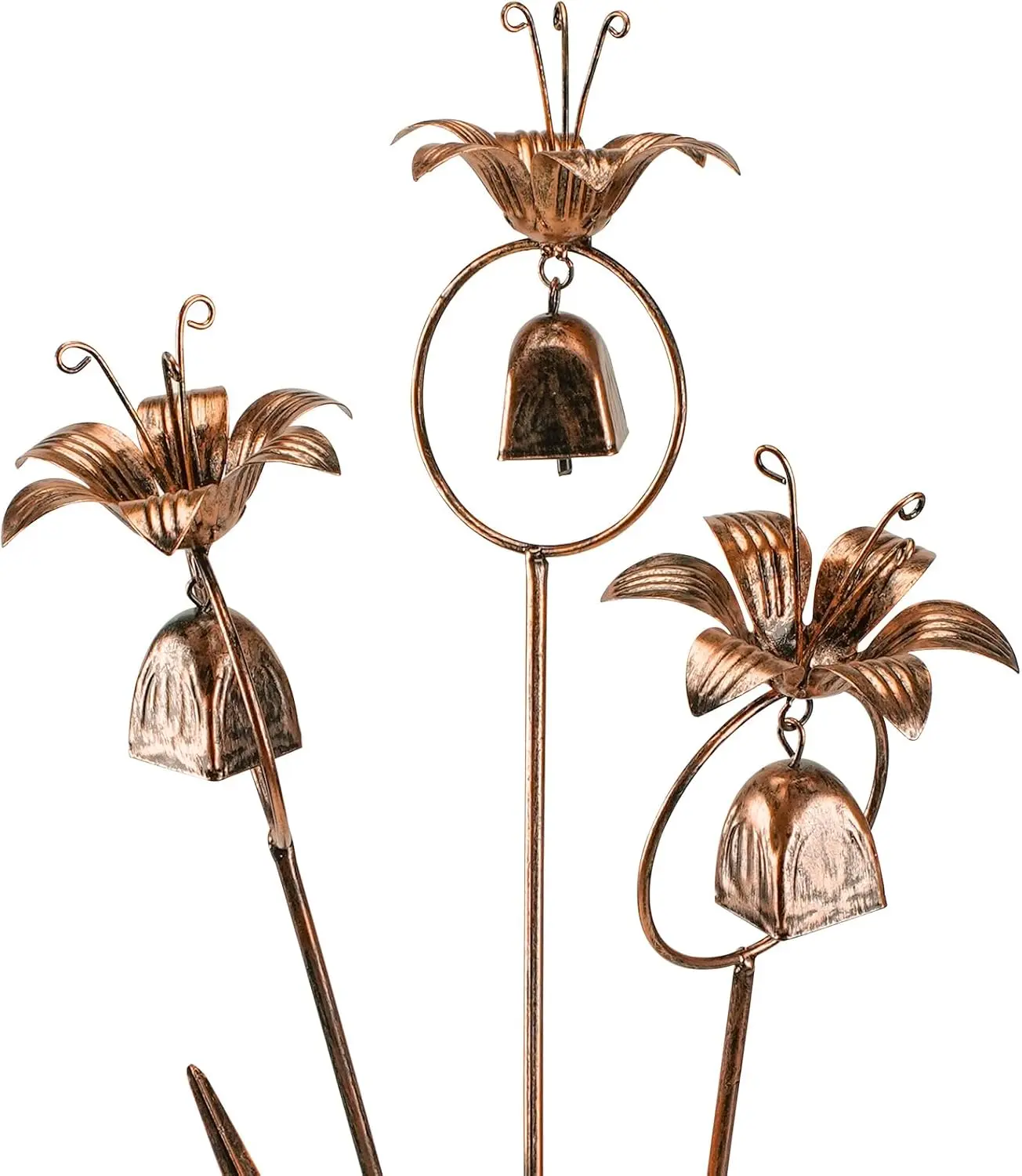 Metal Bronze Calla Lily  with Bells for Outdoor Garden Decor