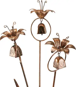 Metal Bronze Calla Lily  with Bells for Outdoor Garden Decor