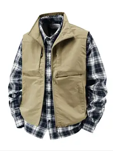Men's Zip Up Hooded Vest, Sleeveless Lightweight Outerwear, Spring Fall Transitional Layer, must have item, wardrobe staple, essential piece, everyday wear, trendy style, wardrobe essential, must have piece