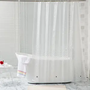 Bedsum EVA Clear Shower Curtain with Checkered, Water-Repellent Liner with 3 Magnets for Bathroom Traditional