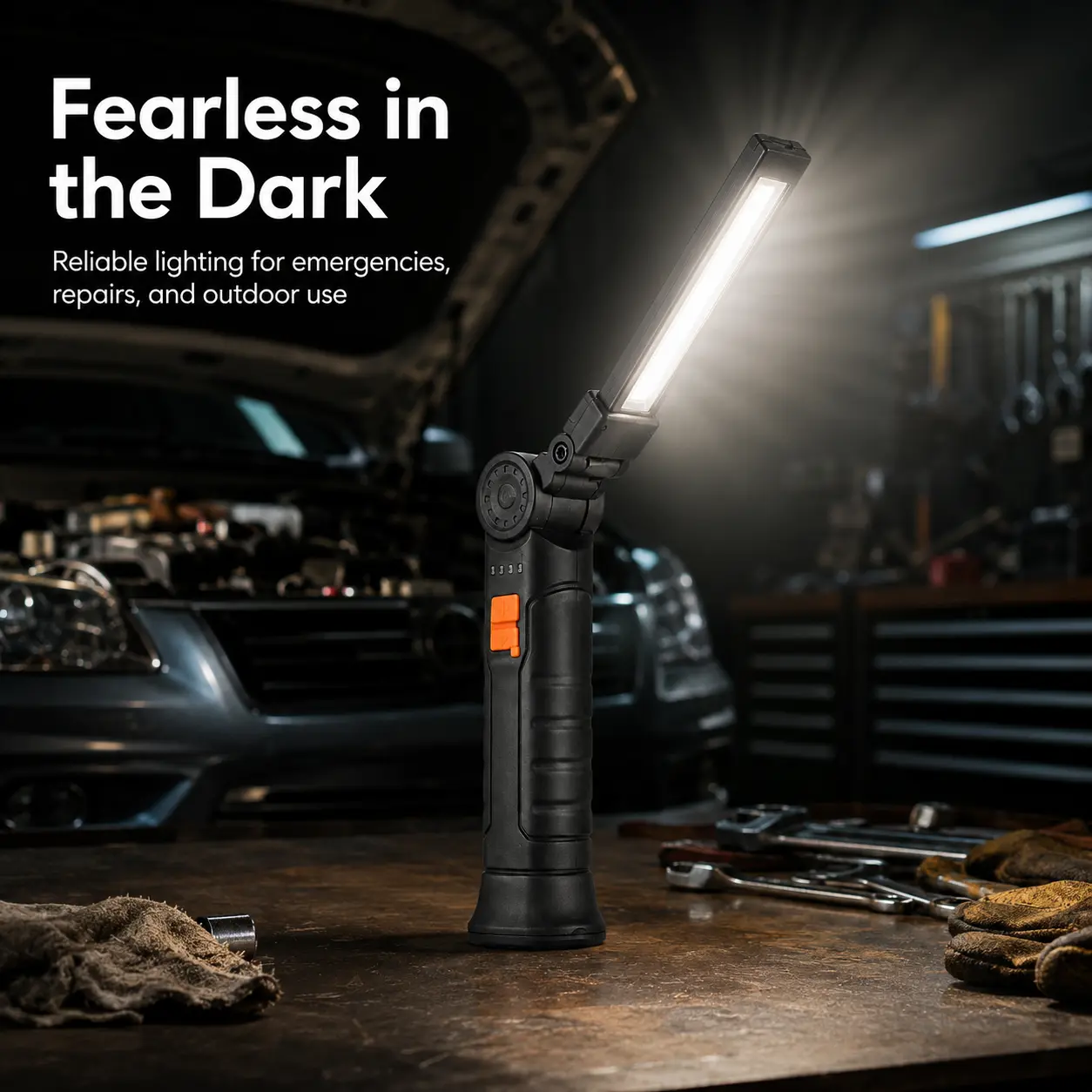 Rechargeable LED Work Light - Magnetic Base Rechargeable Spotlight, 5 Modes, 360° Rotation, Multifunctional Lighting for Campfire/BBQ Party, Garage, Portable LED Flashlights for Camping Gifts, Portable Lighting Solutions, Portable Led Torches