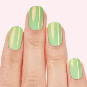 DASHING DIVA Sorry, I'm On A Juice Cleanse Semi-Cured Gel Nail Strips -  Mint Green with Orange Chrome Shimmer