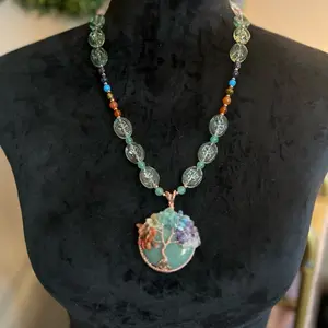 Tree of Vitality Necklace with Multicolor Beads and Enchanted Tree Pendant for Spiritual Jewelry Lovers