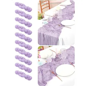 Bali Boho Style Cheesecloth Table Runner, Thin Sheer Country Vintage Tablecloth, Perfect for Christmas New Year Wedding Party Home Dining Holiday Decor!