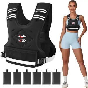 Walking Home Workout Weighted vest for BEGINNERS Adjustable Weighted Vest for Women Men 4-10lb/11-20lb/20-32lb Vest with 6 Ironsand Weights Body Weight Vest with Reflective Strip for Running Walking Strength Training Workouts gift for women man Halloween