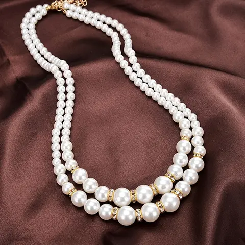 Faux Pearl Decorated Layered Necklace, Dainty Pearl Necklace, Elegant Jewelry for Party, Daily Clothing Decor, Trendy All-match & Exquisite Jewelry for Birthday Gift, Decorative Necklace