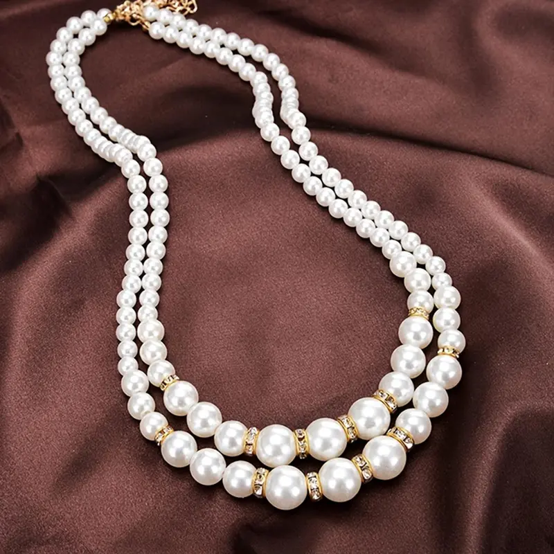 Faux Pearl Decorated Layered Necklace, Dainty Pearl Necklace, Elegant Jewelry for Party, Daily Clothing Decor, Trendy All-match & Exquisite Jewelry for Birthday Gift, Decorative Necklace