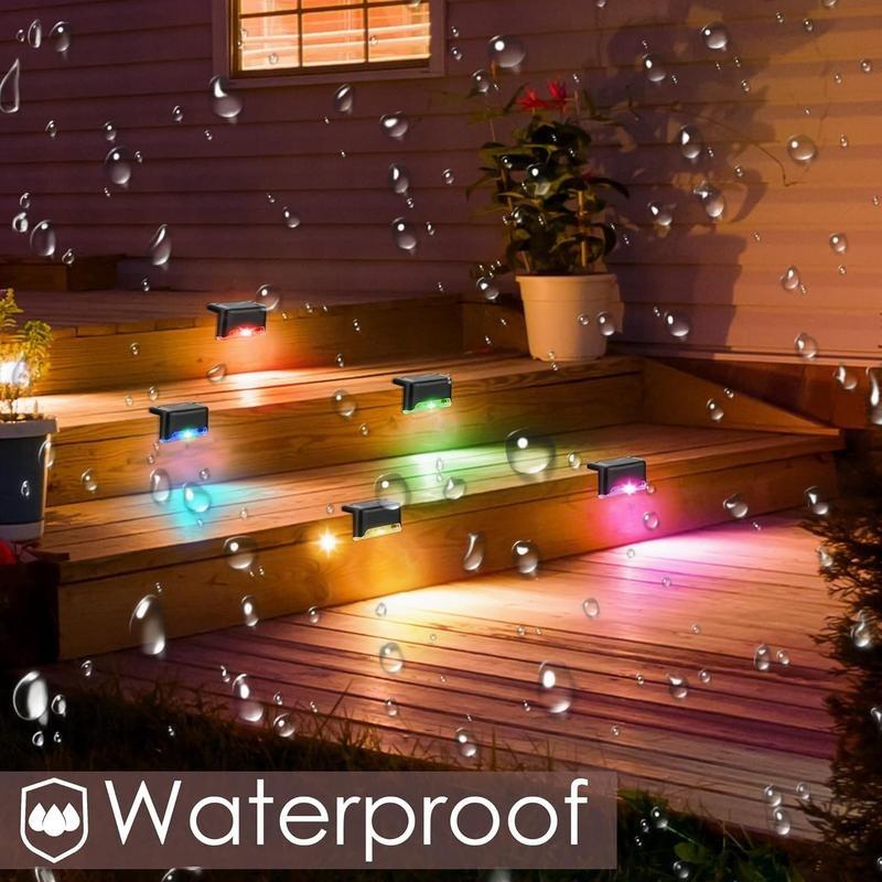 - Solar Powered LED Colorful Light, Outdoor Waterproof LED Light, Waterproof Solar Step Light, Outdoor Garden Light For Deck Stairs Patio Yard, Solar LED Lights, Men Gifts, Lamp