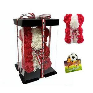 3pcs Football Rose Bear, Perfect Gift for Mexican Fans, Birthday and Boyfriend, Includes Teddy Bear, Gift Box, Greeting Card