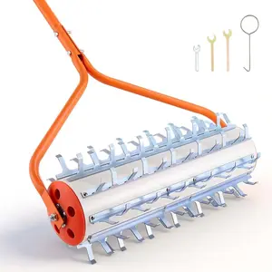 VEVOR Lake Weed Roller, 12 ft Lake Pond Weed Removal Tool, Muck Razer Aquatic Sludge Tiller, Rid Roots and Muck Buildup, 9 Preassembled Galvanized Iron Blades, 3 Aluminum Handles, Easy Assembly