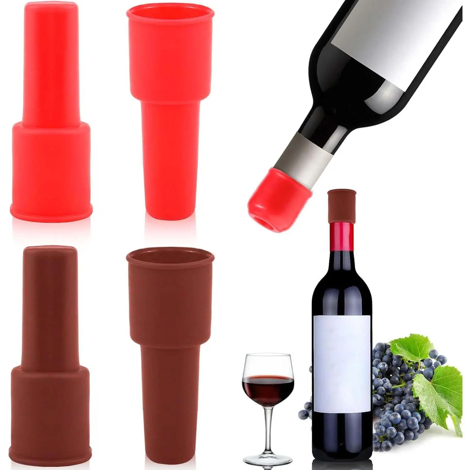 Stopper,4pcs  and Unbreakable Glass Bottle Sealer Covers  Stoppers,  Plug, Cork Stopper for Keeping  Champagne Fresh Home Use